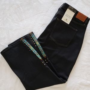 LAUREN RALPH LAUREN Black Super Stretch High Rise Beaded Ankle Jeans--33/16